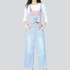 Embroidered women denim dungaree