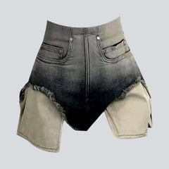 Exposed pocket vintage denim shorts