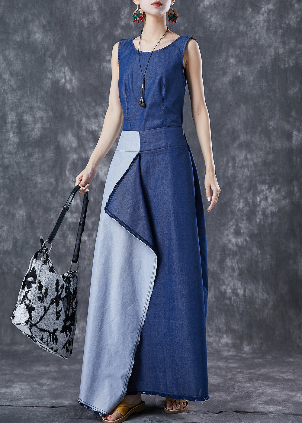Fashion Blue Asymmetrical Patchwork Backless Denim Dress Summer Rae Jeans Fashion Blue Asymmetrical Patchwork Backless Denim Dress Summer Rae Jeans