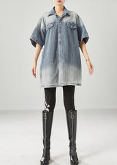 Blue Oversized Gradient Color Denim Coats
