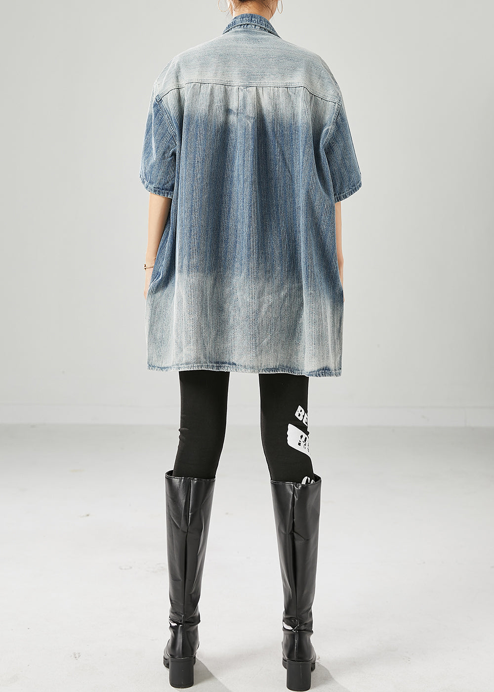 Blue Oversized Gradient Color Denim Coats
