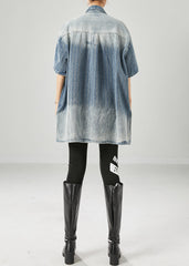 Blue Oversized Gradient Color Denim Coats