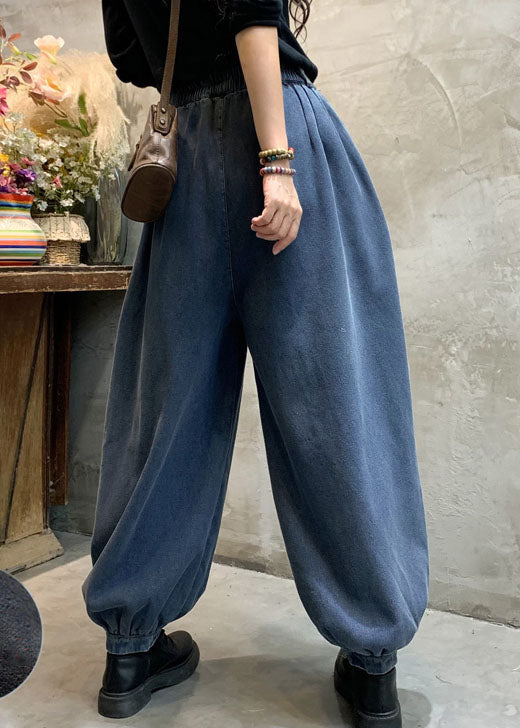 Blue denim lantern Pants Winter thick