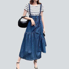 Fashionable long denim skirt