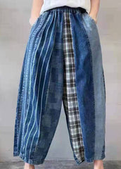 Fine Blue Patchwork denim Pants