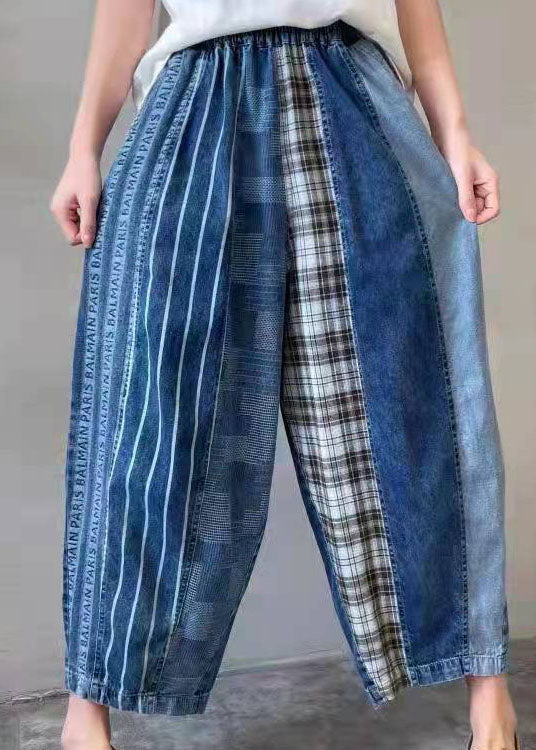 Fine Blue Patchwork denim Pants