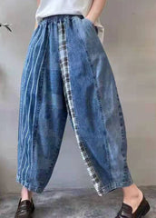 Fine Blue Patchwork denim Pants