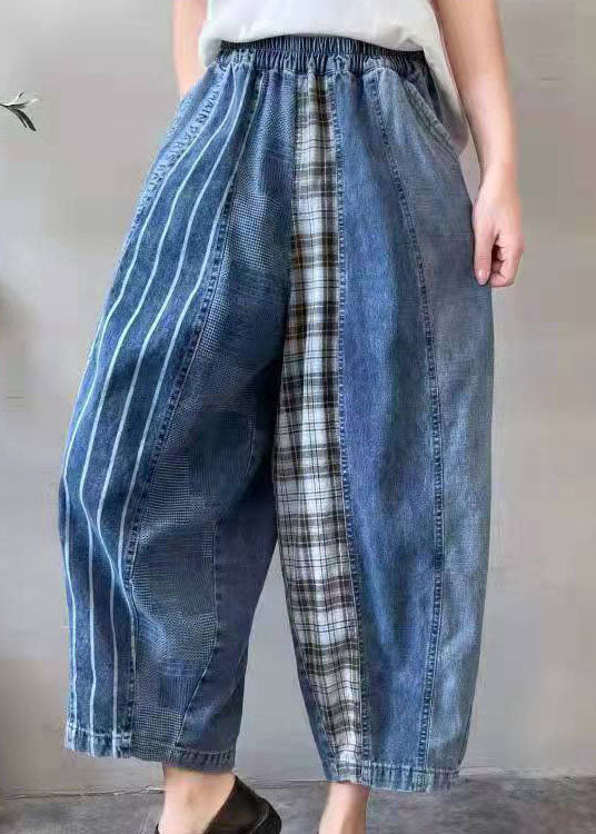 Fine Blue Patchwork denim Pants