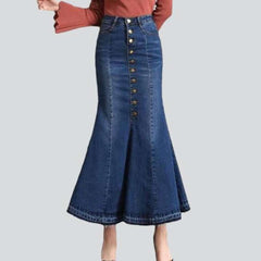 Fishtail jeans skirt with buttons