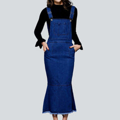 Fishtail long denim dress