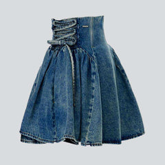 Fit & flare mini denim skirt