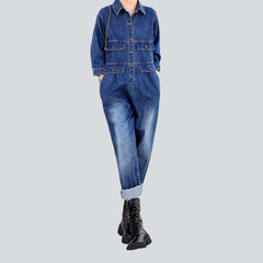 Flack pocket baggy denim overall