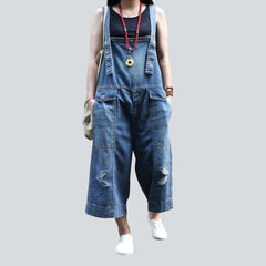 Flap pocket women denim jumpsuit