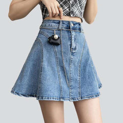 Flare mini denim skirt