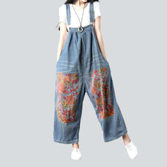 Floral print women denim jumpsuit