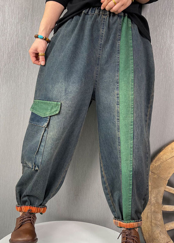 French Blue Patchwork denim Pants