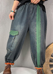 Pantalones vaqueros con patchwork azul francés