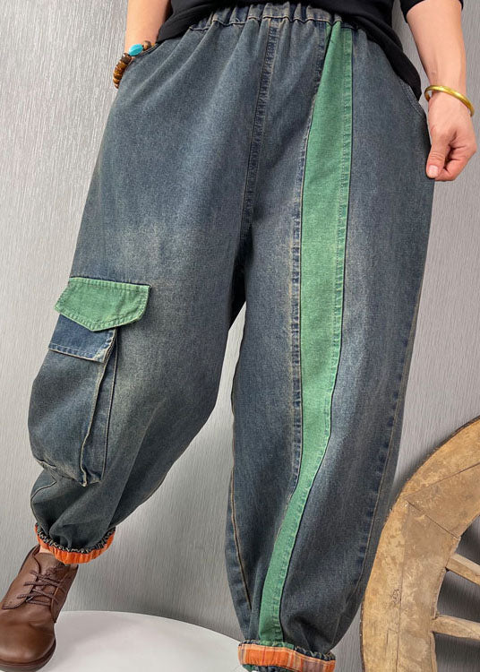 Pantalones vaqueros con patchwork azul francés