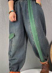 French Blue Patchwork denim Pants