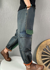 French Blue Patchwork denim Pants