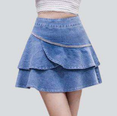 Frills denim skort for women