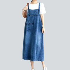 Front cargo pocket denim dress