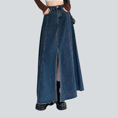 Front split maxi denim skirt