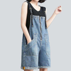 Front zipper women denim romper