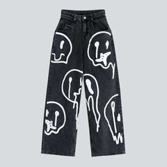 Ghost print women baggy jeans