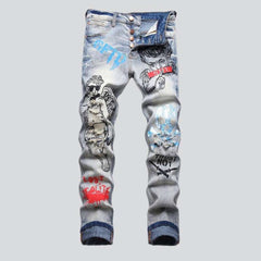 Graffiti-painted men jeans