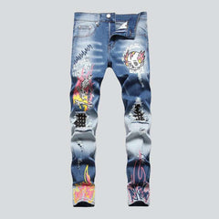 Graffiti-painted urban men jeans