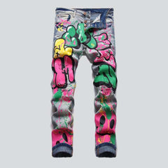 Graffiti print men jeans