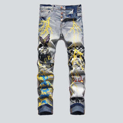 Graffiti print urban men jeans