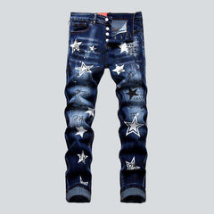 Graffiti star print men jeans