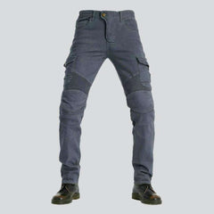 Grey cargo men biker jeans