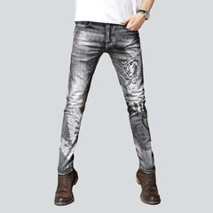 Grey painted jeans for men