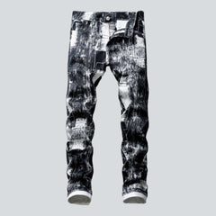 Graue Jeans mit Gemälde-Print für Herren