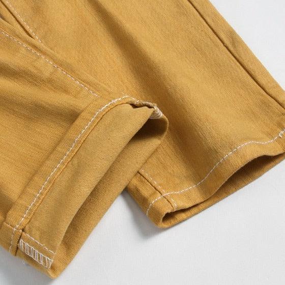 Yellow contrast white men jeans