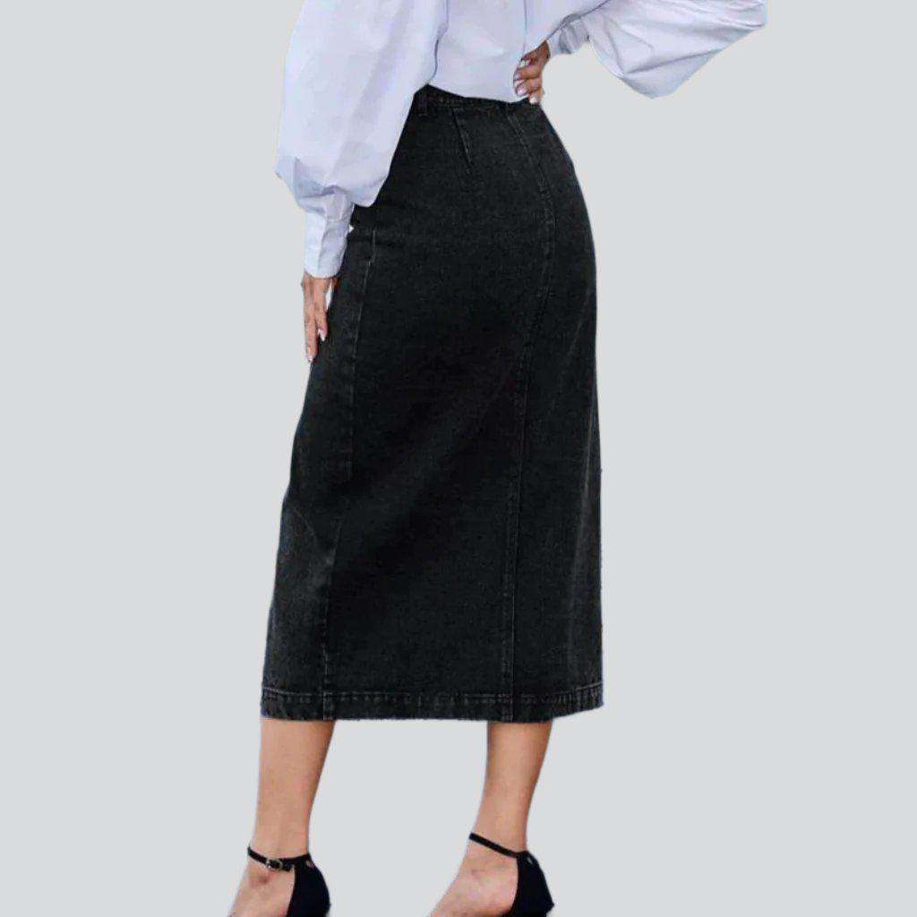 Elegant buttoned women deniim skirt