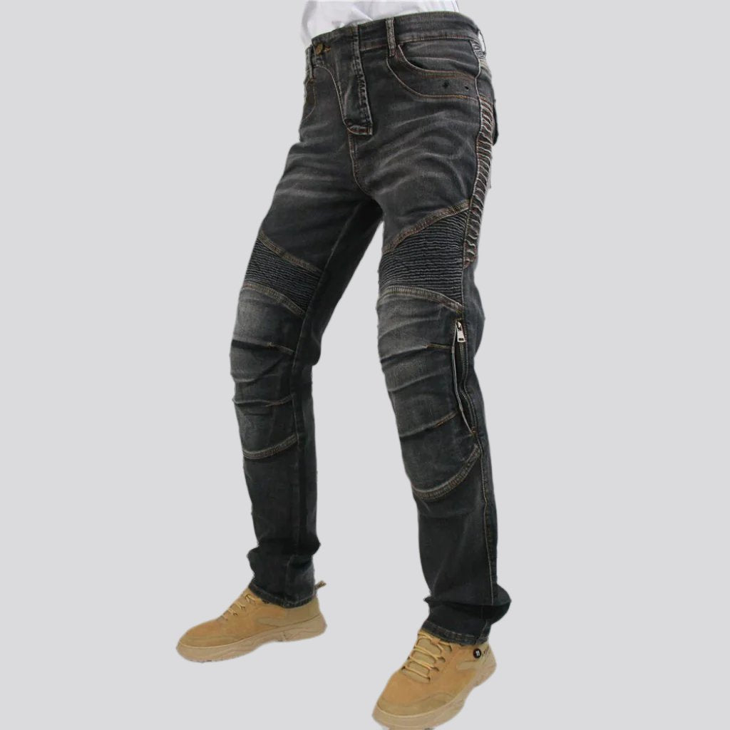 Vintage knee-pads men biker jeans