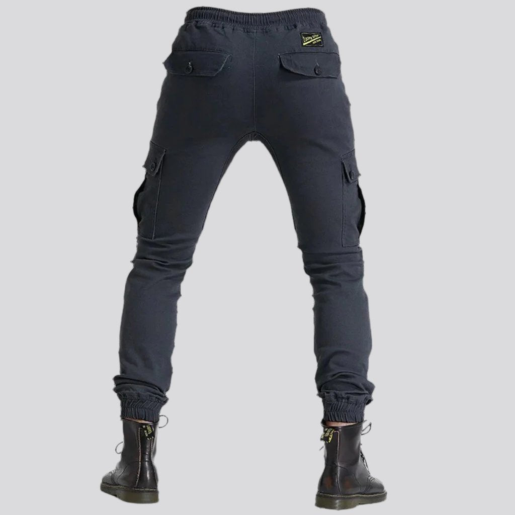 Mid-waist moto men denim pants