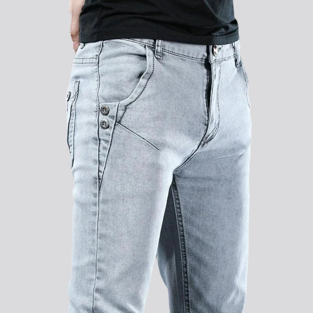 Mid-waist light men wash jeans