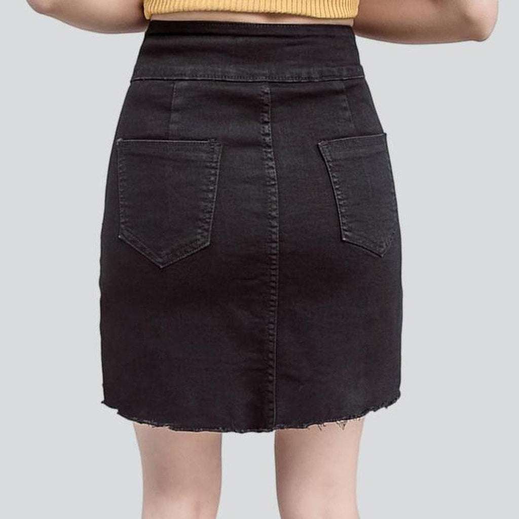 Mini denim skirt with buttons