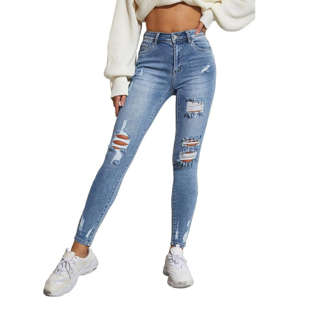 Distressed skinny women jeans