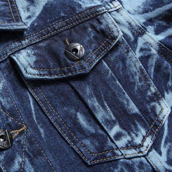 Mit Bleichmittel bemalte Jeansjacke für Herren