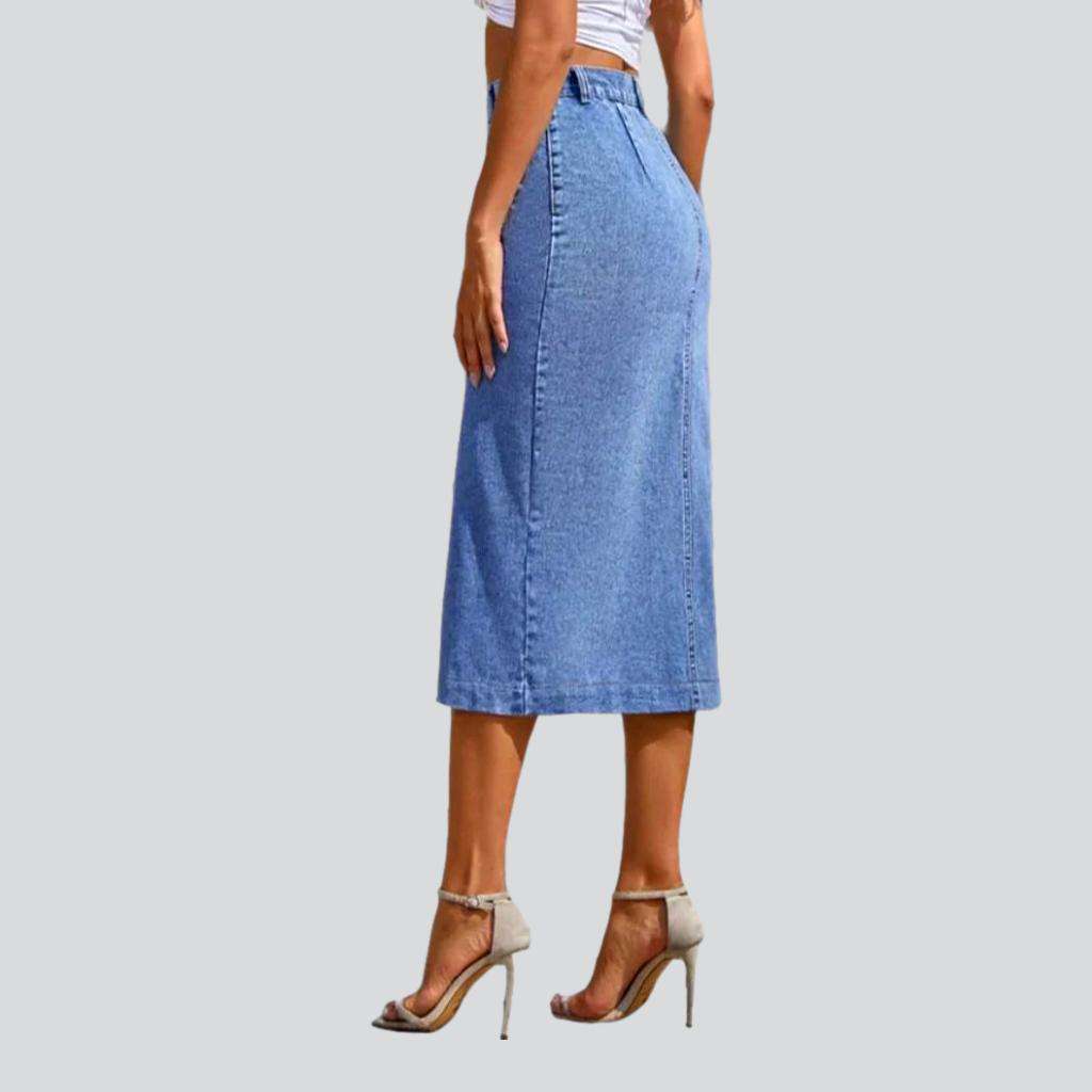 Elegant buttoned women deniim skirt