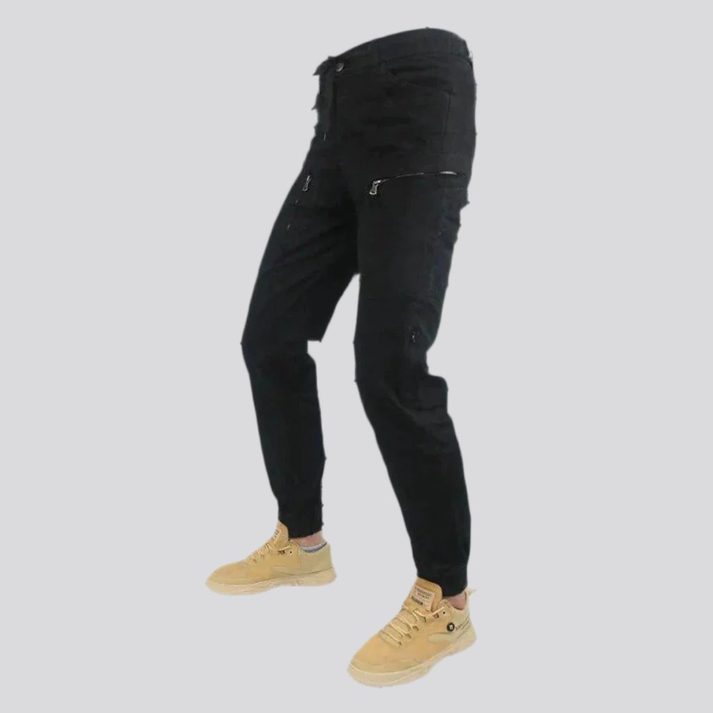 Color mid-waist riding men jean pants