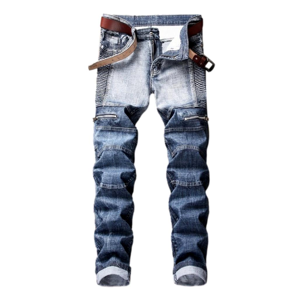 Two-tone vintage men biker jeans