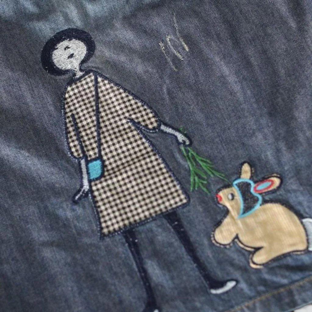 Urban embroidery women denim skirt