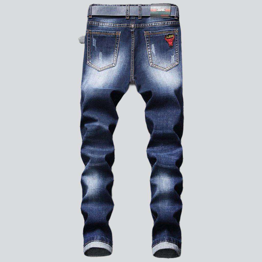 Bull embroidery men jeans